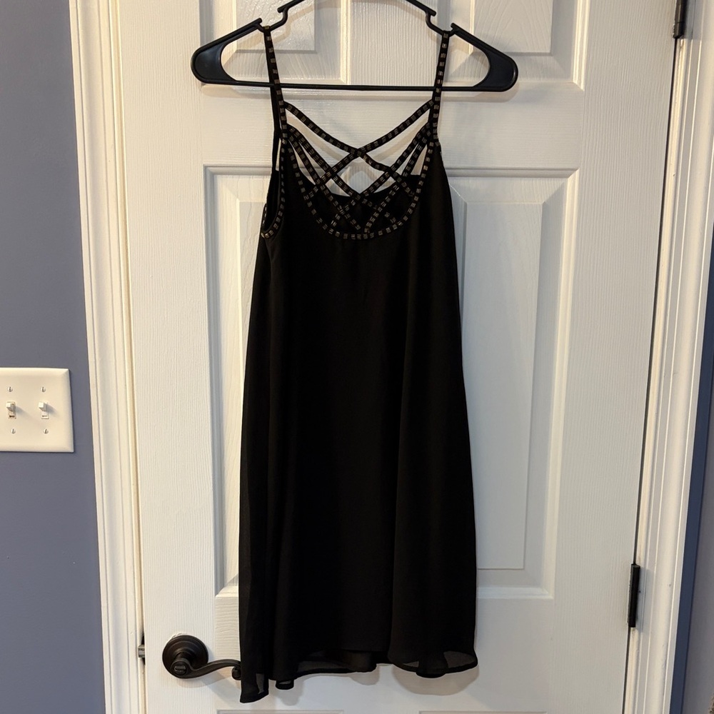 Chic Black Dress with Strappy Beaded Design
